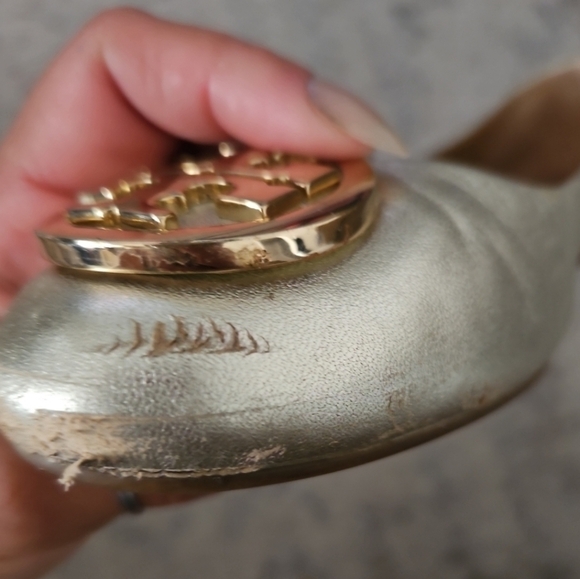 Tory Burch Womens Metallic Light Gold Leather Reva Ballet Flat 7.5 - Picture 12 of 16